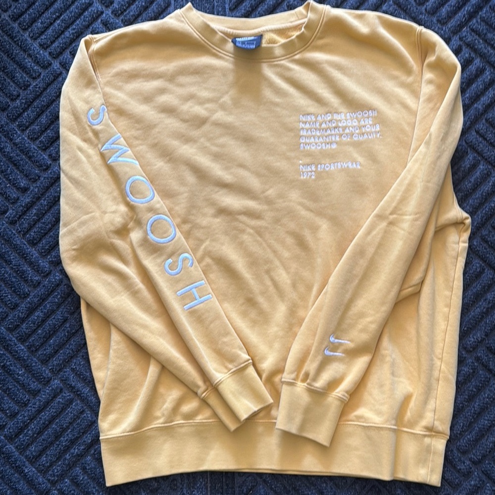 Nike Yellow Crewneck Sweater with Graphic Details